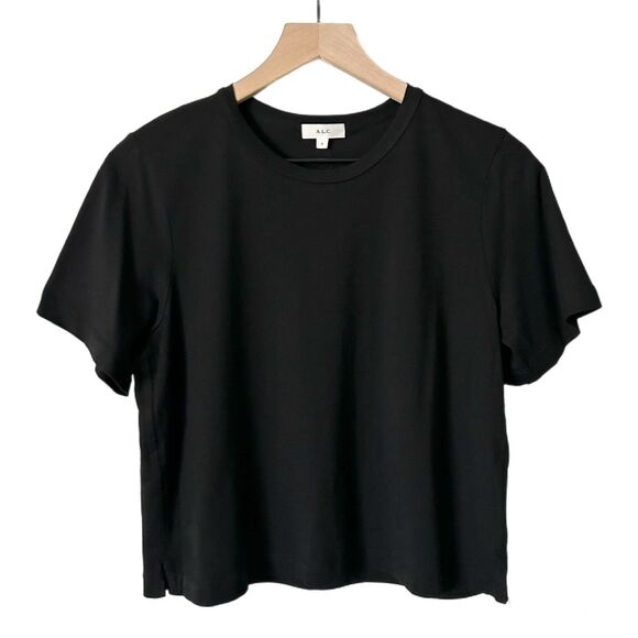 NEW A.L.C. Julie Tee in Black Cropped 100% Cotton Size Small - Picture 1 of 5